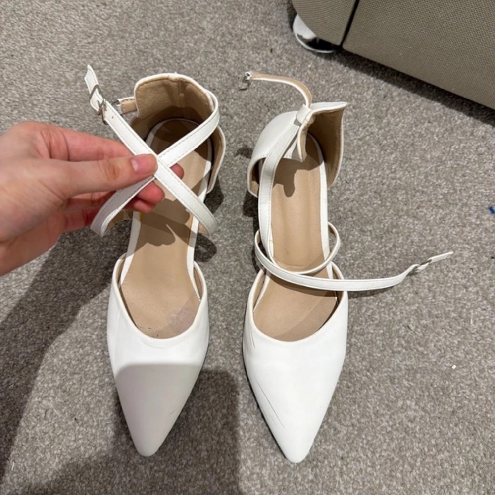 SHEIN Elegant White Strappy Heels